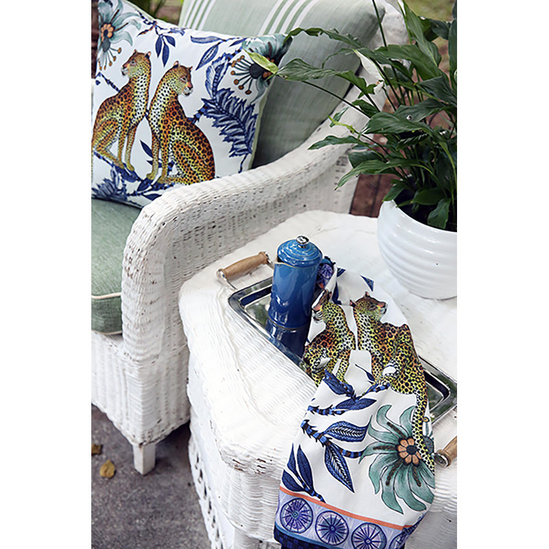 Ardmore 'Lovebird Leopards' Cotton Tea Towel