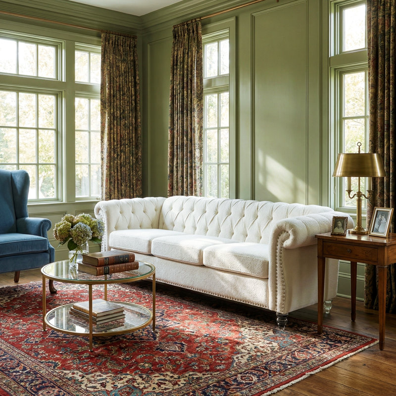 Maurice 84.65" Teddy Upholstered 3-Seater Sofa with Rolled Arms