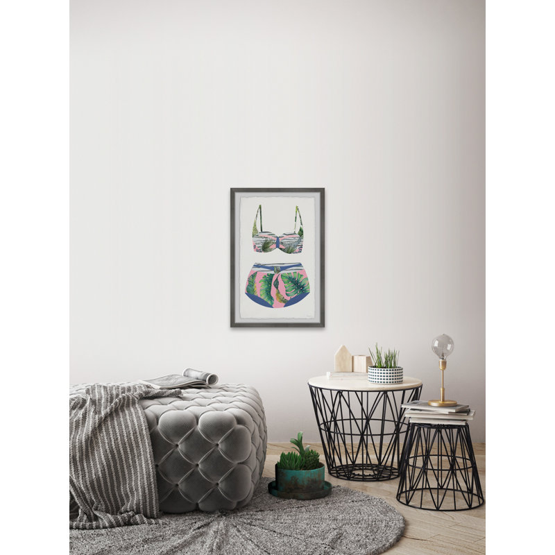 Pink And Palms Swimsuit by Parvez Taj - Single Picture Frame Painting, 61cm H x 41cm W