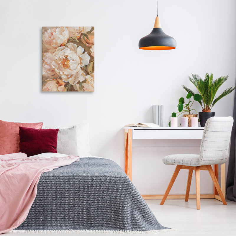 Art mural sur toile Peachy Peony Blossoms, conception par Arlington Prints, H 24 po x l 30 po