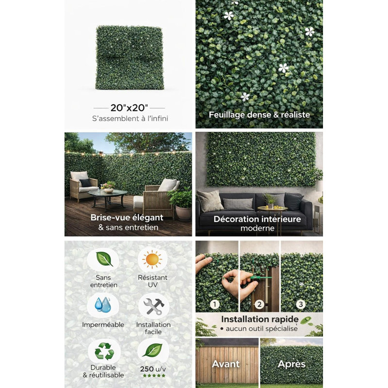 Panneau de plantes blanches (paquet de 2), 2 Piece Set