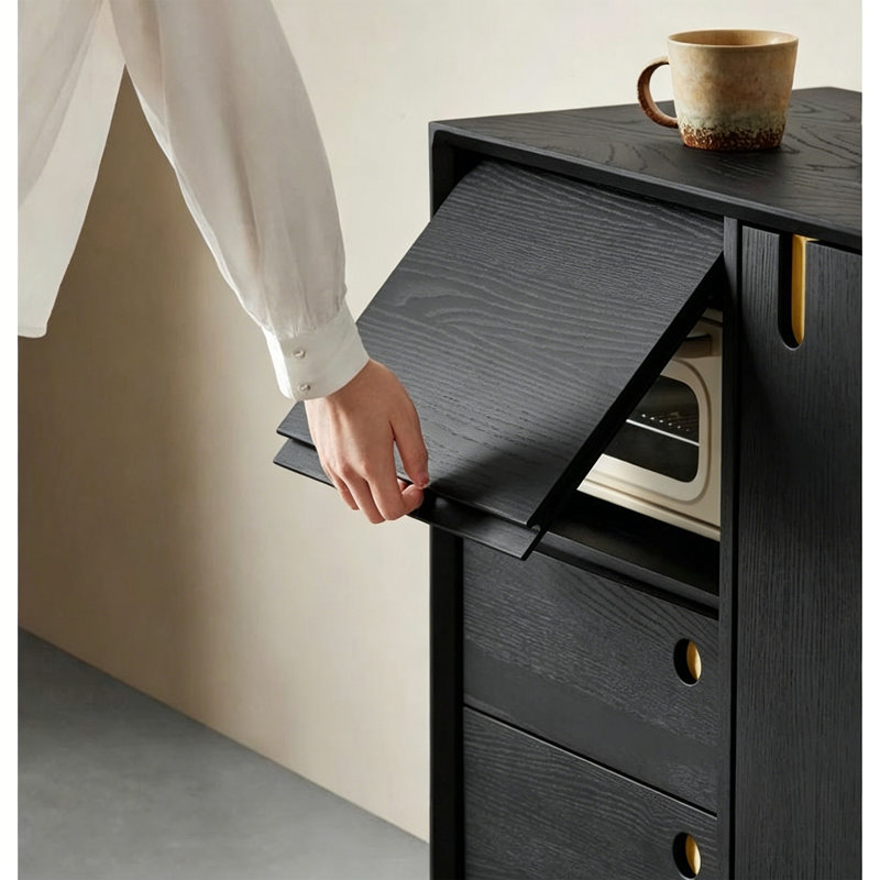 Middle Black Multifunctional Buffet Table