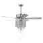 Chaîne de 52 po pour ventilateur de plafond en cristal classique avec chaîne à 3 vitesses (haute, moyenne, basse), 5 pales réversibles pour le salon, la salle à manger, la chambre à coucher, la salle familiale, chrome, 3PCS * E12 (sans ampoule inclu