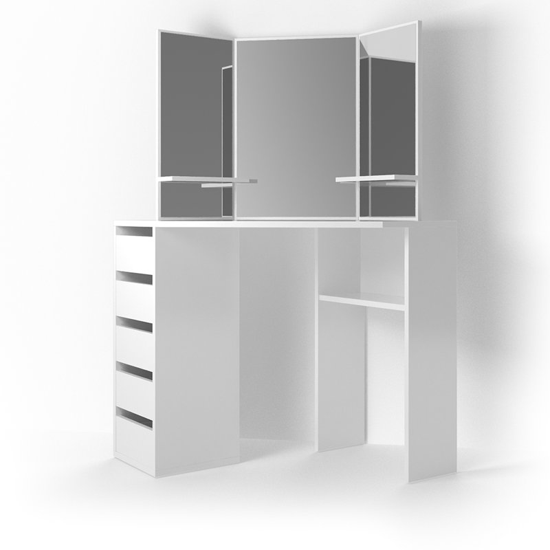 Russellville Dressing Table with Mirror, White
