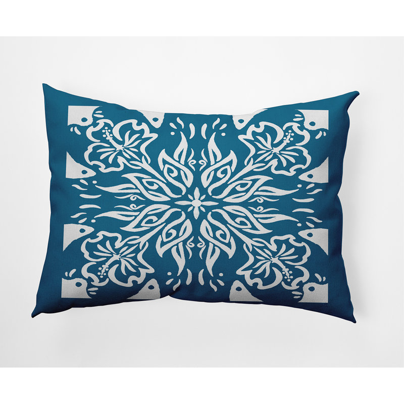 Cuban Geometric Reversible Throw Pillow, Teal