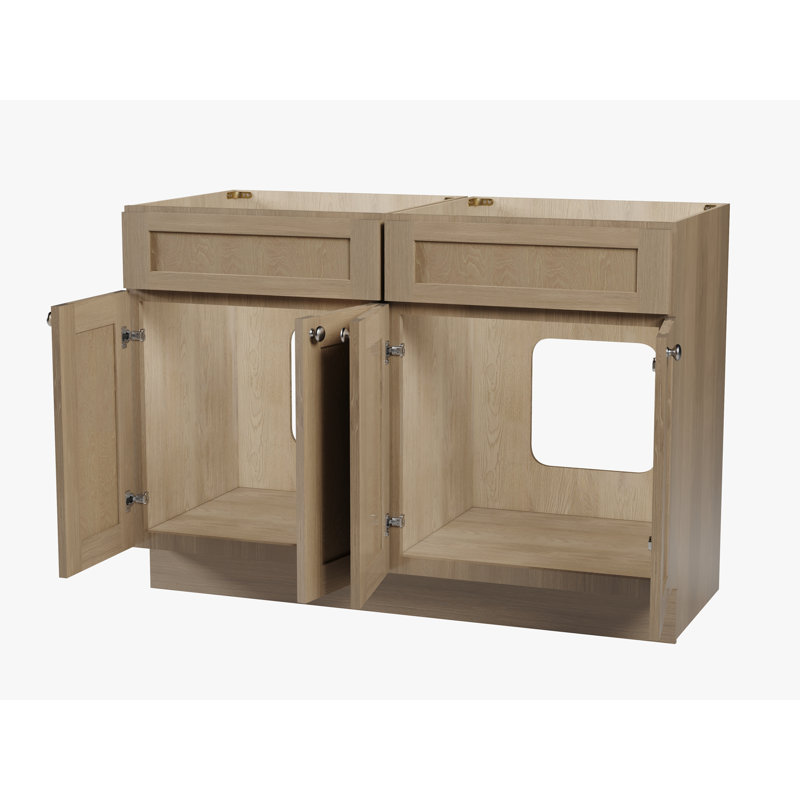 Base de meuble-lavabo double 48 po Disar, Chêne naturel
