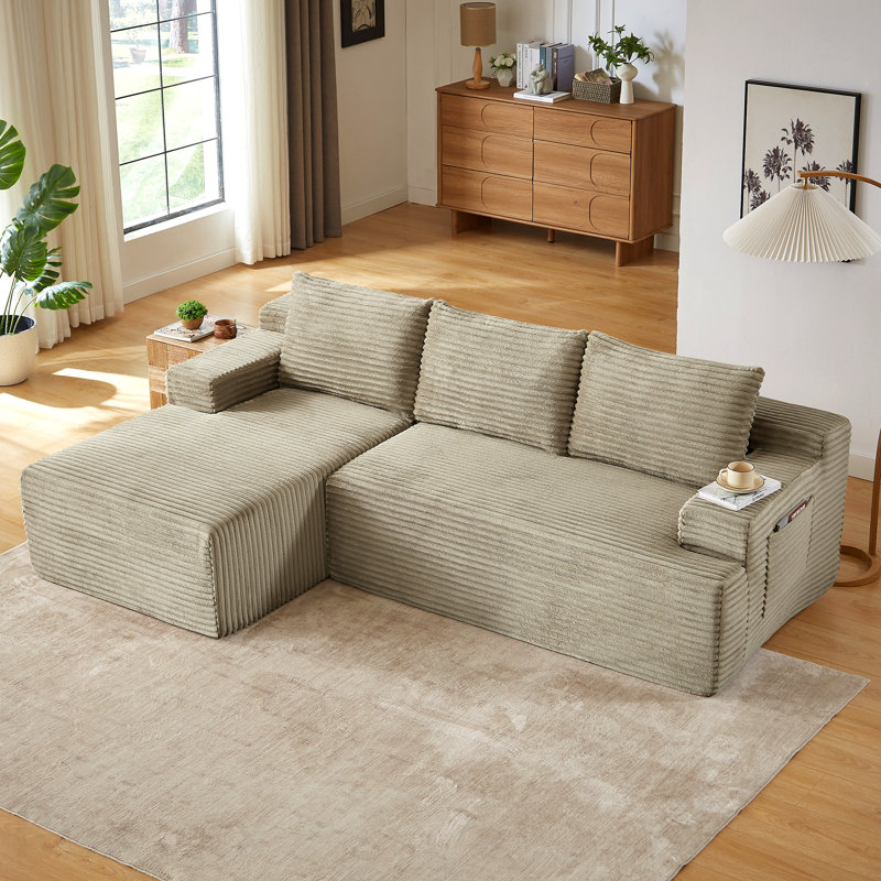 Canapé modulaire en L avec siège profond, sans assemblage requis, canapé modulaire pour salon, chambre à coucher, appartement, chameau
