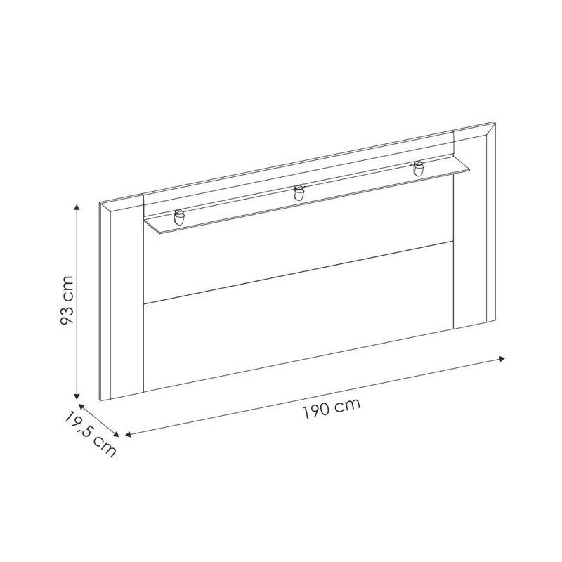 Paneel Chesney, 93cm H x 190cm W x 20cm D