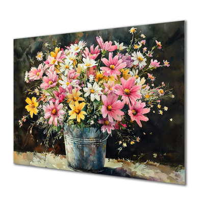«Country Chic Floral Mix Bouquet II», reproduction d'art traditionnelle en métal, bouquets de fleurs assortis