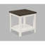 Table de salon en bois 3 pièces avec tablette de rangement ouverte, extrémité carrée rectangulaire blanche et brune