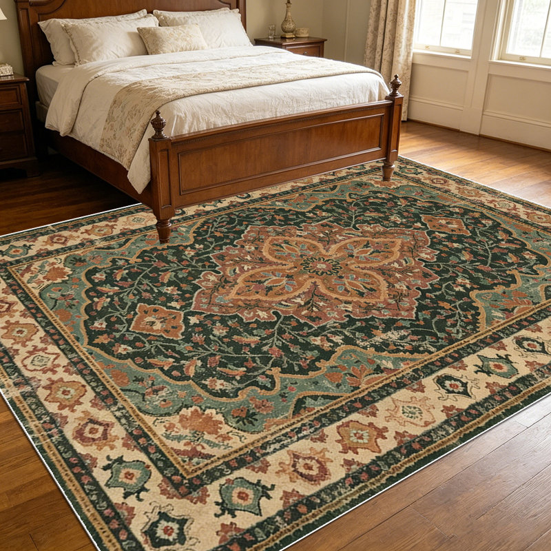 1PC Vintage Persian Floral Medallion area rugs for Living Room, Soft and Comfortable, Suitable for all seasons, easy-to-maintain, machine washable Indoor floor mat, Under Table Farmhouse suitable for dining room, bedroom, kitchen, entryway, home