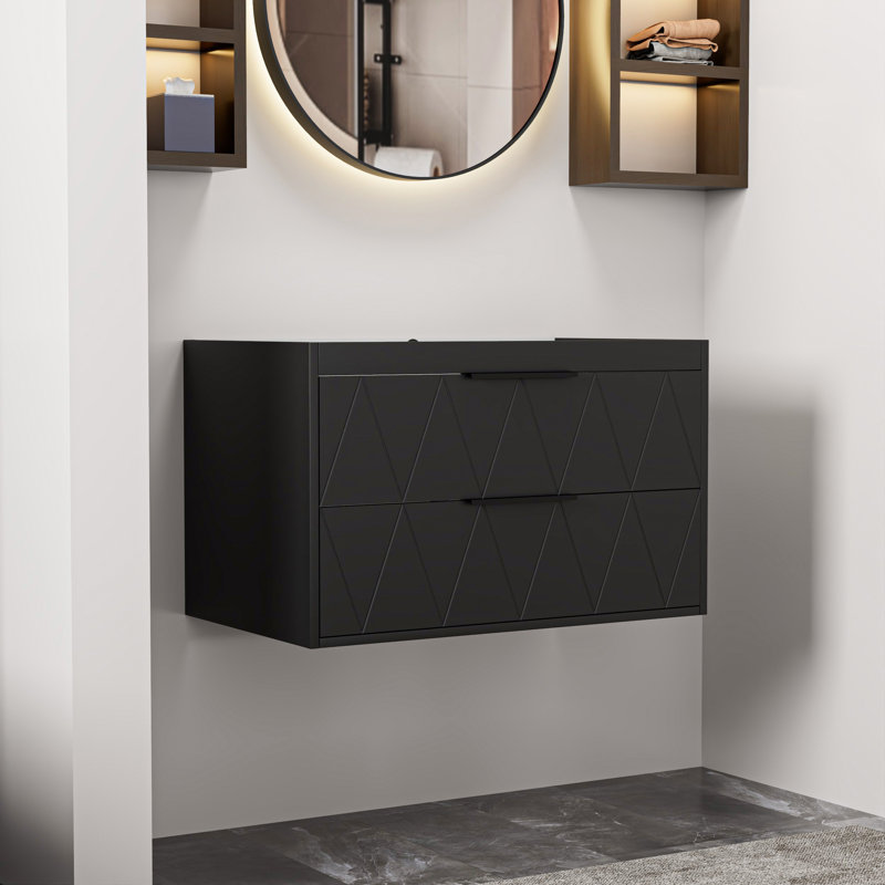 Base de meuble-lavabo simple mural 30 po seulement, armoire flottante avec tiroirs à fermeture en douceur, comptoir d'évier non inclus