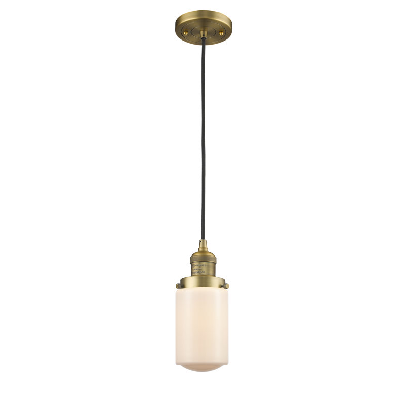 Luminaire suspendu 1 lumières scolaire single Saroyan, Blanc mat, Laiton brossé, Ampoule DEL 6 watts Vinage