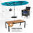 11 PCS Patio Wicker Dining Set with Double-Sided Outdoor Umbrella 8 Stackable Chairs-1045648924-1045648928