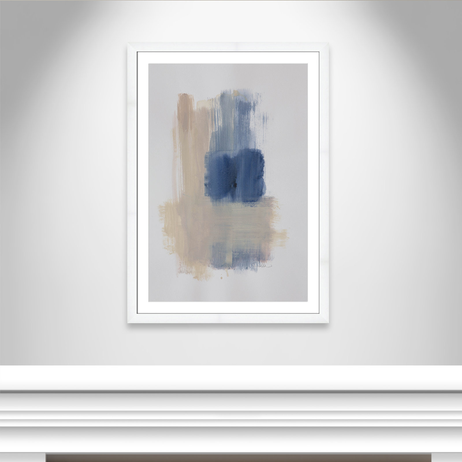 Esmeray "Powder Room Wash III" Print, 43" H x 31" W x 1.25" D, White Cube Frame Matted