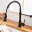 Robinet de cuisine rétractable noir mat - remplissage en céramique, fuite - pour évier empreintes digitales et taches d'eau, durabilité accrue, entretien facile
