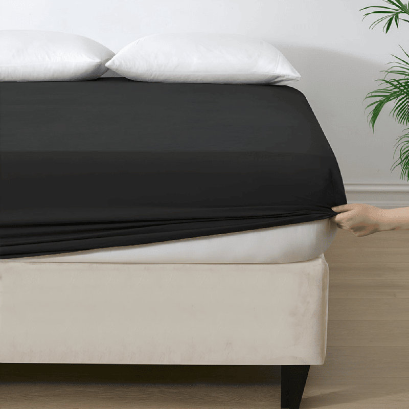 Angeliza Microfiber Standard Fitted Sheet, Black, Double (4'6)