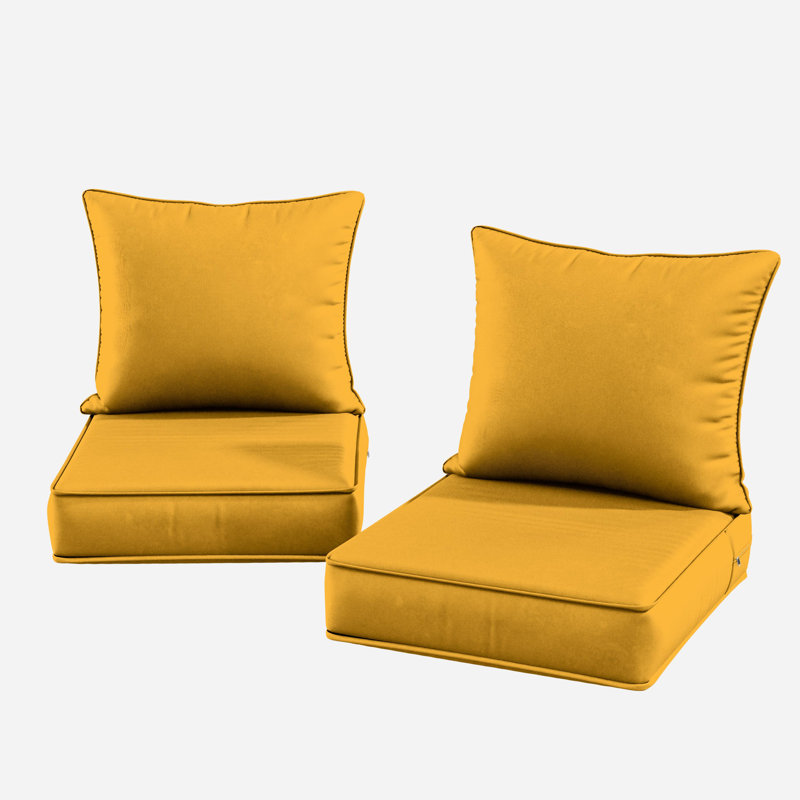 Coussin de siège / dossier d'extérieur, Jaune, L 22 po x P 22 po