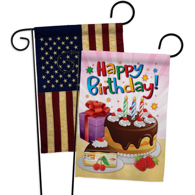 Double Sided 18.5'' H x 13'' W Polyester Birthday Garden Flag