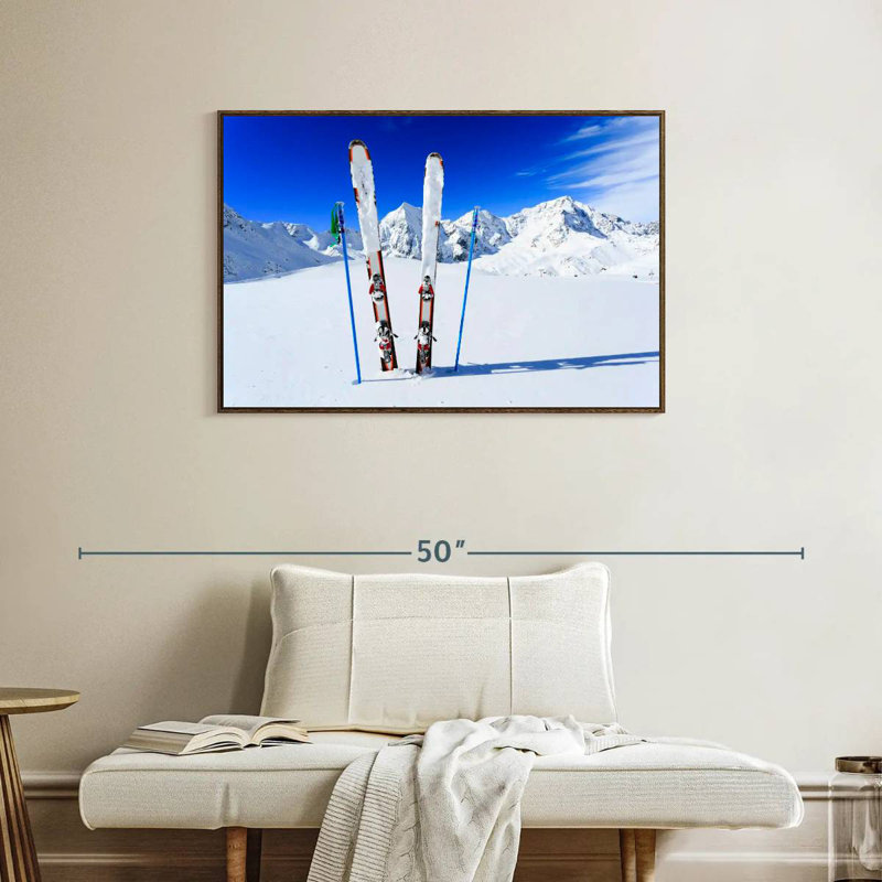 Équipement de ski, 37 po x 25 po, Cadre flottant noyer