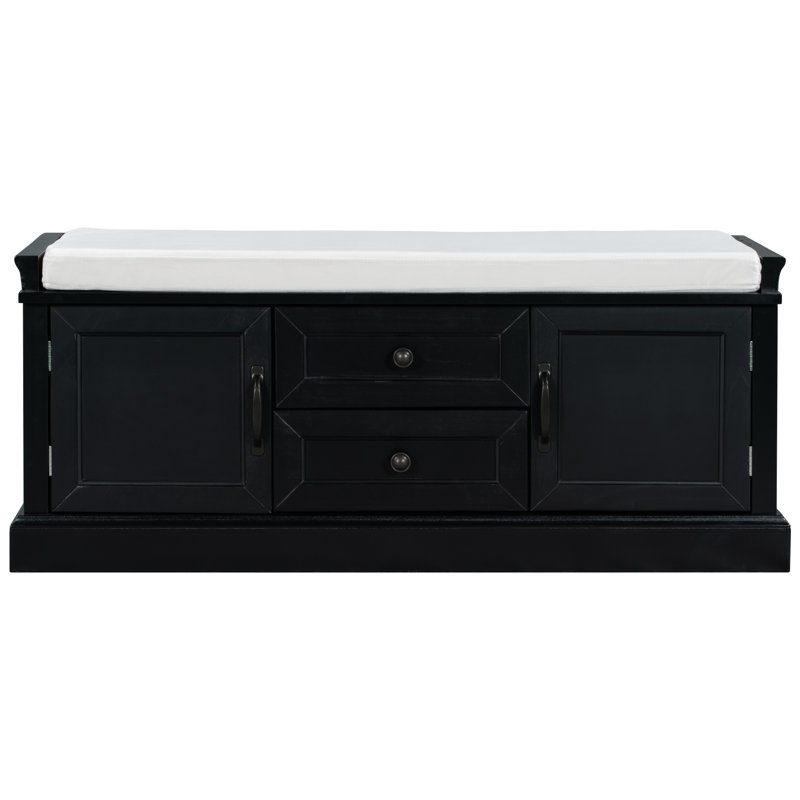 Banc de rangement en velours, Noir