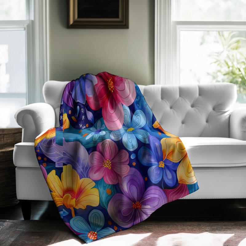 Cheerful Cosmos - Couverture Sherpa de qualité supérieure 1 pièce, Grand lit