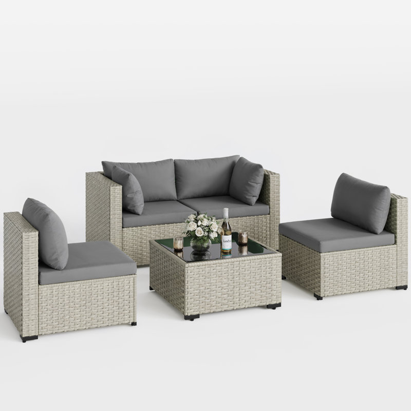 5 Pieces Patio Conversation Set,  Dark Gray