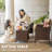 3-Piece Outdoor Patio Furniture Set with Cushions & Tempered Glass Table
