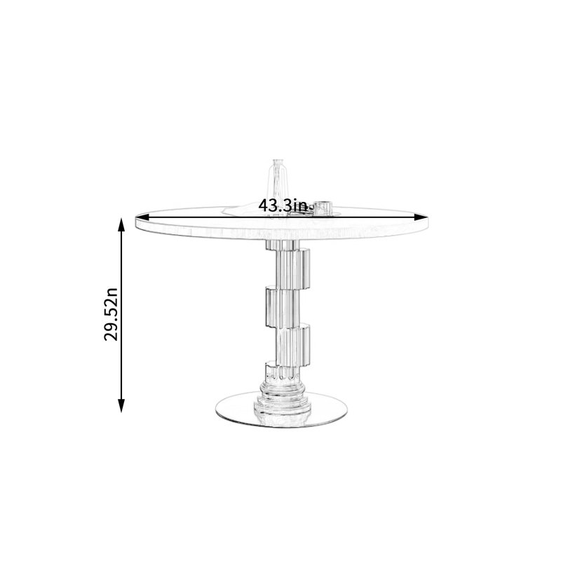 Table de salle à manger, H 29,52 po x L 43,3 po x l 43,3 po