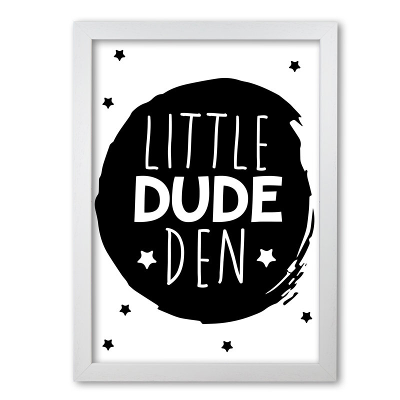 Little Dude Den Circle - Print, 42 cm H x 30 cm W x 5 cm D, White Grain Frame