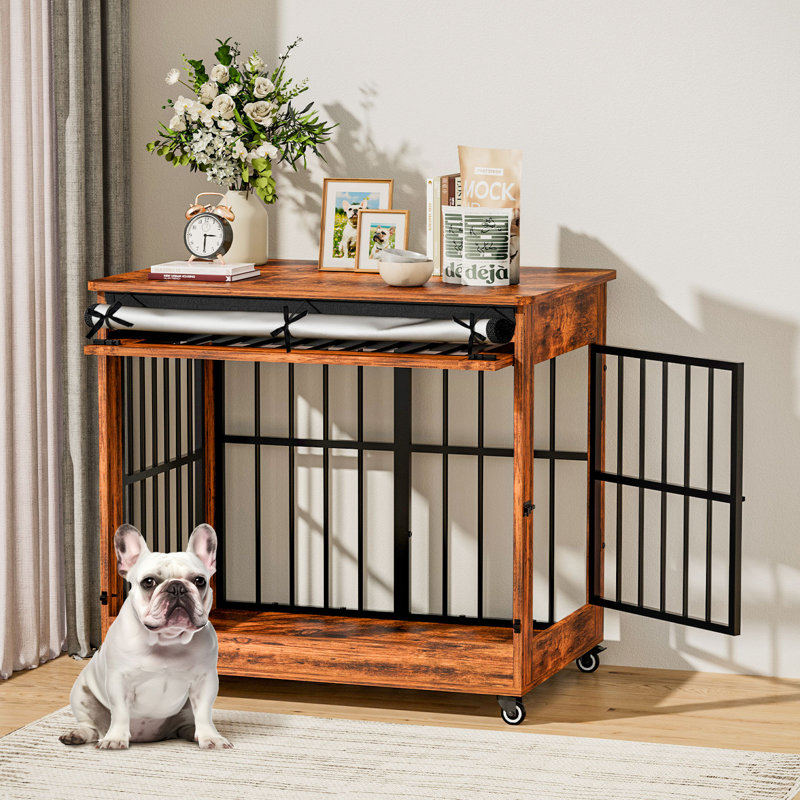 Melamine Board Dog Crate Furniture, Brown, Medium (38.6"W x 25.6"D)