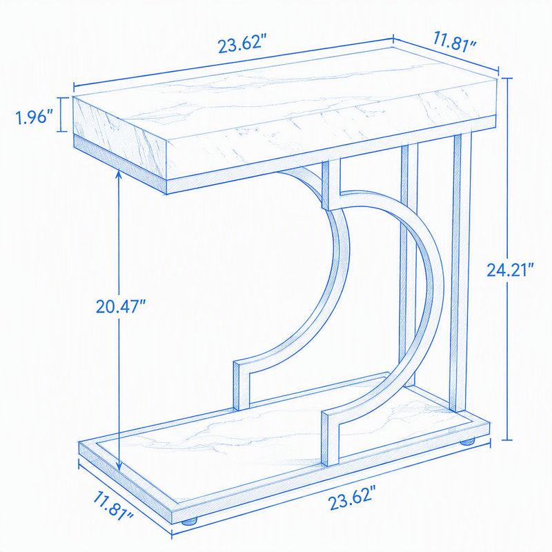C Table, table de chevet moderne avec structure en métal, White