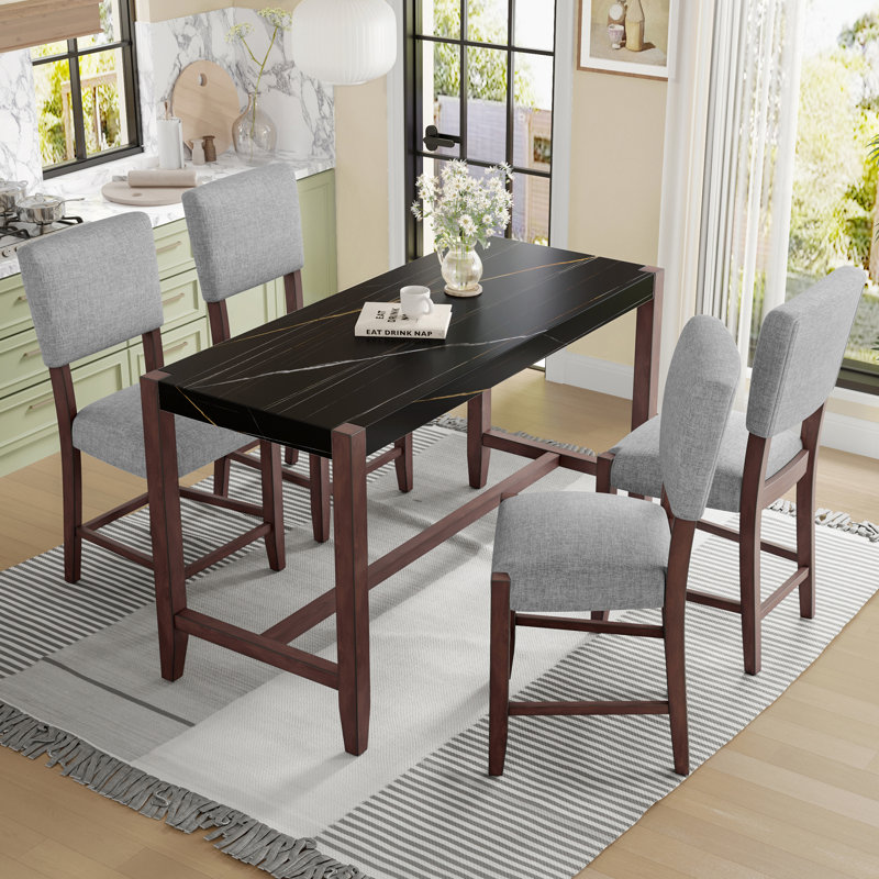 Space-saving Mid-century Modern Dining Set, Rubber Wood, Ideal For Compact Spaces