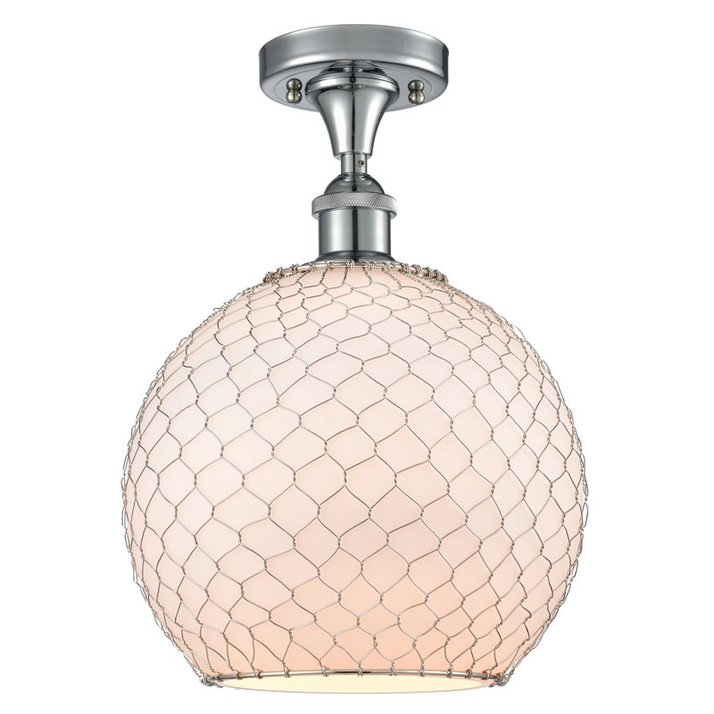 Plafonnier semi-encastré 1 lumière 2,5 po Soudre, Chrome poli, Blanc / Nickel, Ampoule à DEL rétro de 6 watts