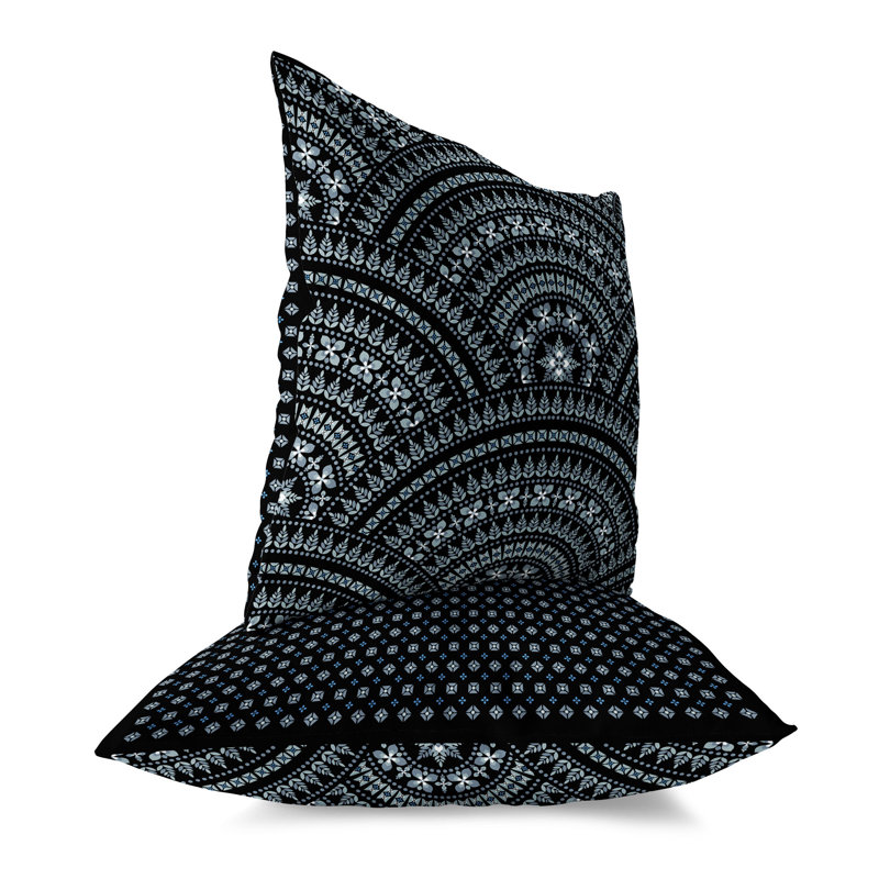 Gridlock Glamour  Square Throw Pillow, Blue/Black, 18"H x 18"W