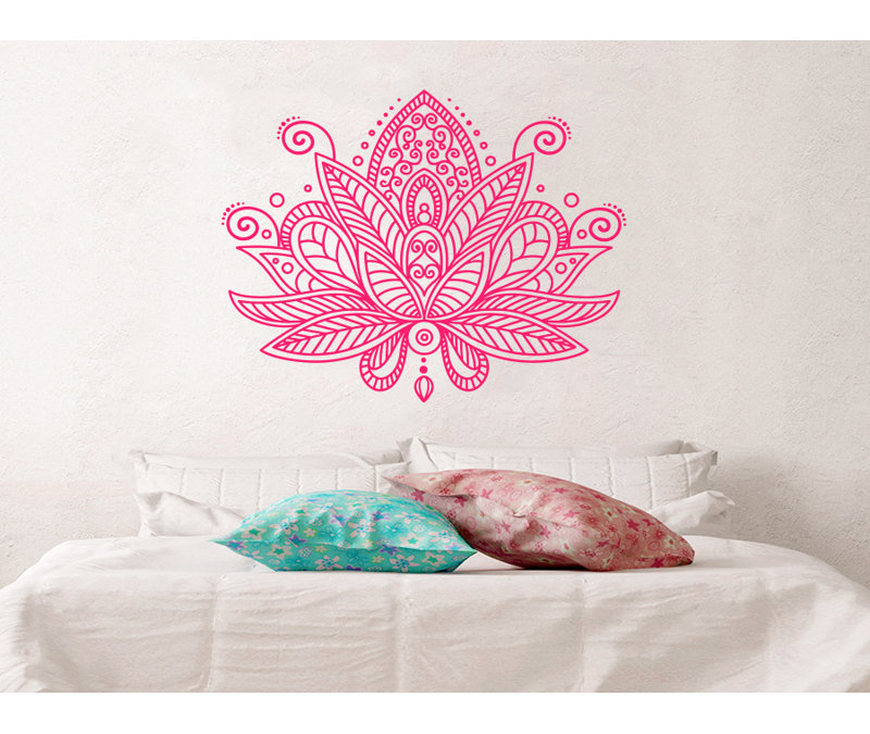 Décalcomanie murale fleur mandala lotus Estrella, Rose vif