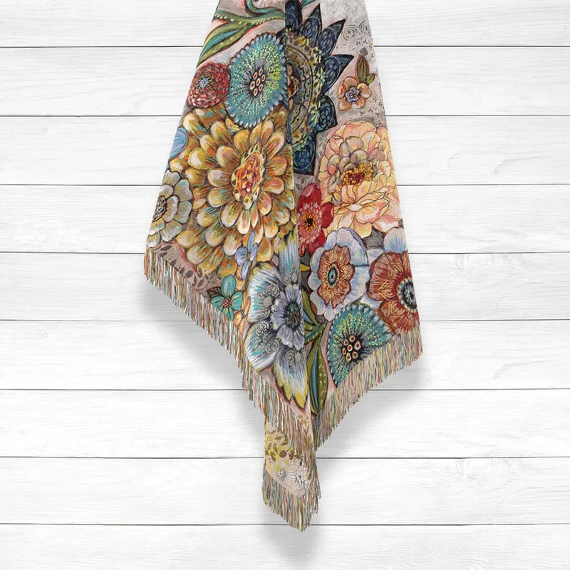 Boho Bouquet 100% Cotton Throw, 50" W x 60" L