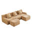 Canapé d'angle modulaire avec tissu de haute qualité, accoudoirs incurvés, structure antidérapante, mousse haute densité 32D, confortable pour les longues périodes d'assise, piètement camel, design ergonomique, couleur camel, idéal pour le salon