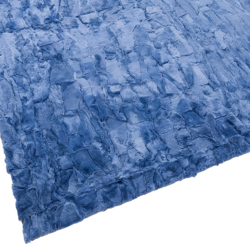 Tapis en fourrure de lapin Rex bleu vif_8,83 X 12 pi, Rectangle 8 pi 10 po x 12 pi