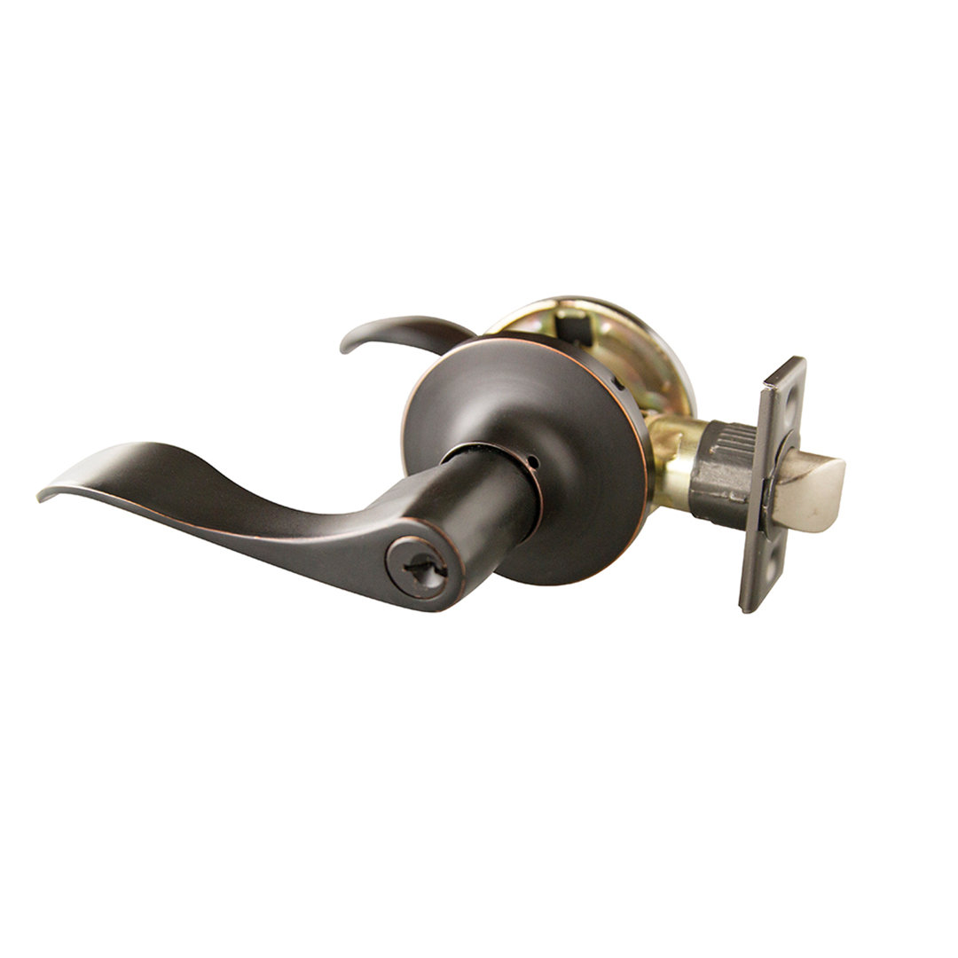 Stratford Satin Nickel Keyed Entry Door Lever with Universal 6-Way Latch Design House 