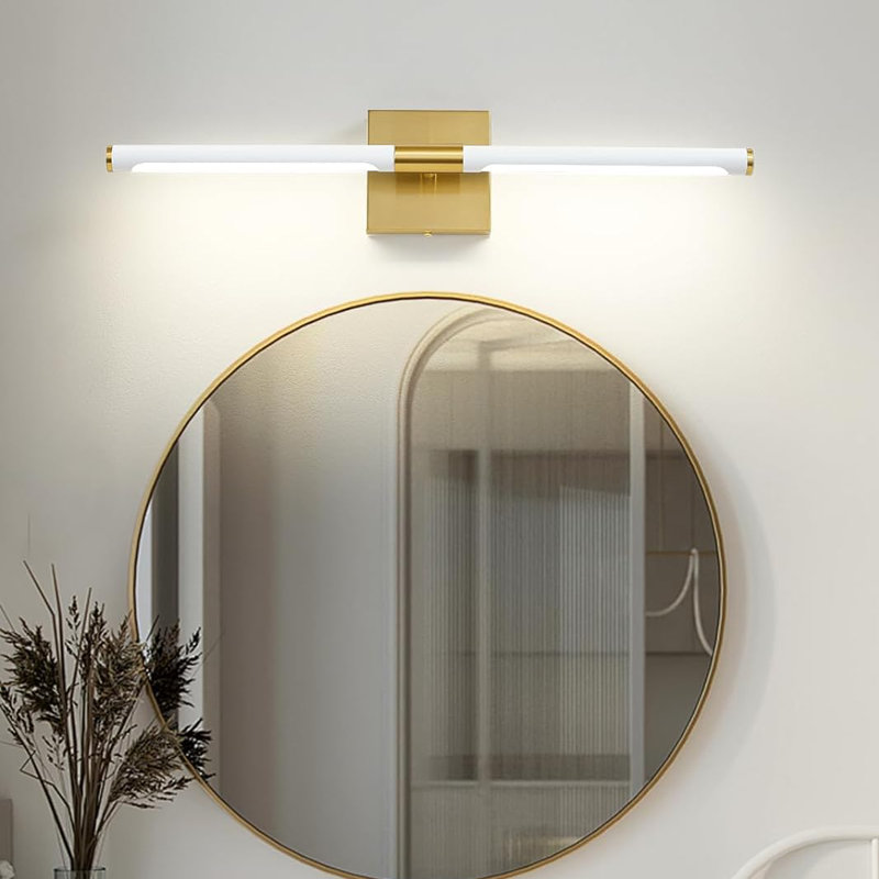 Luminaire pour meuble-lavabo à DEL Fiza (horizontal et vertical), H 24 po x l 4,7 po x P 3,6 po, Or/blanc