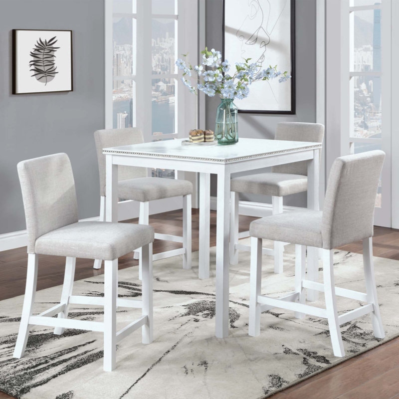 Table de salle à manger en bois carrée, table de cuisine pour petit espace, table de comptoir pour 4 personnes