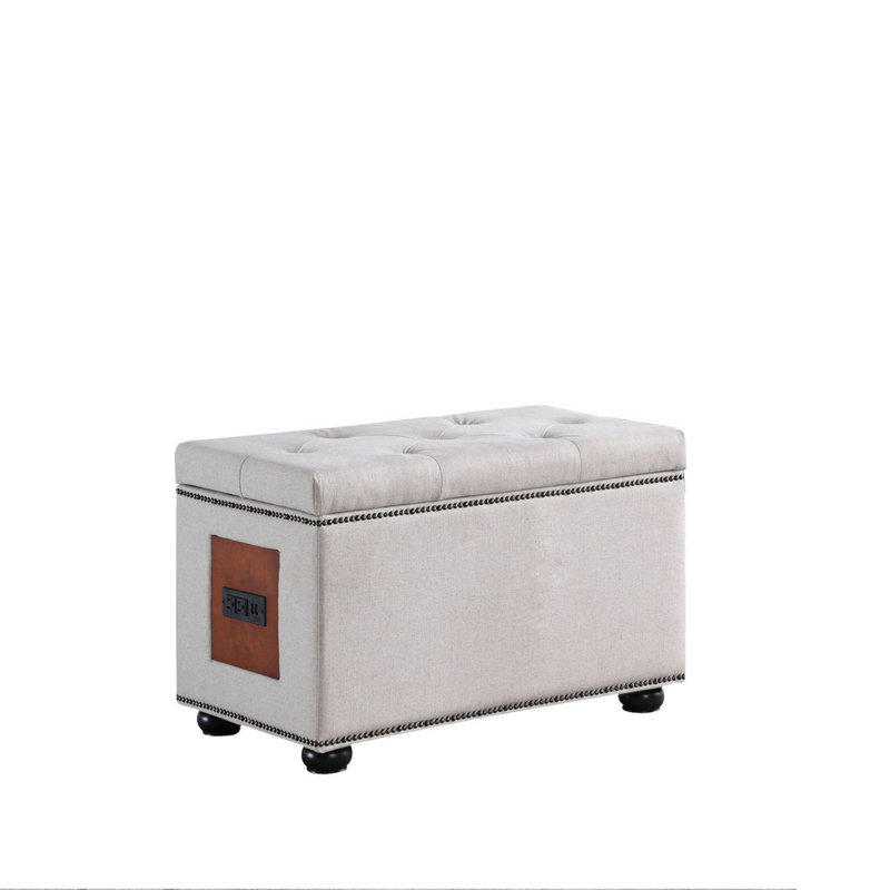 Innovative Charging Ottoman Fabric Tufted Versatile Storage Solution