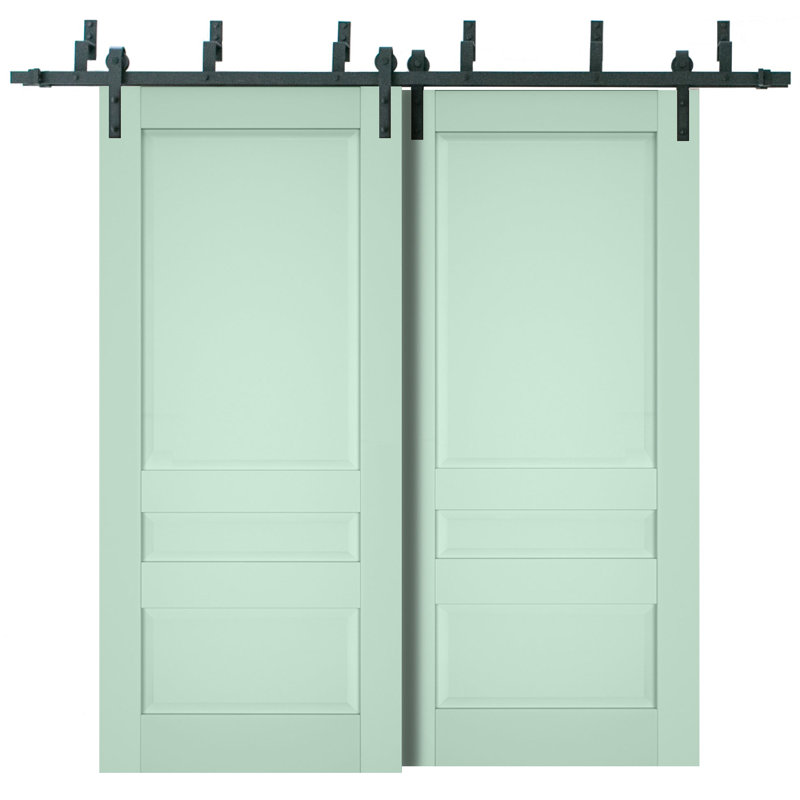 Portes de grange à panneaux en bois Veregio, 64 po x 80 po, Olive