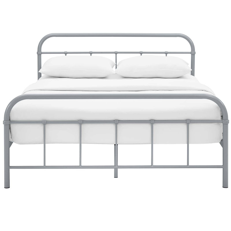 Modway Maisie Stainless Steel Bed Frame, Gray, Full