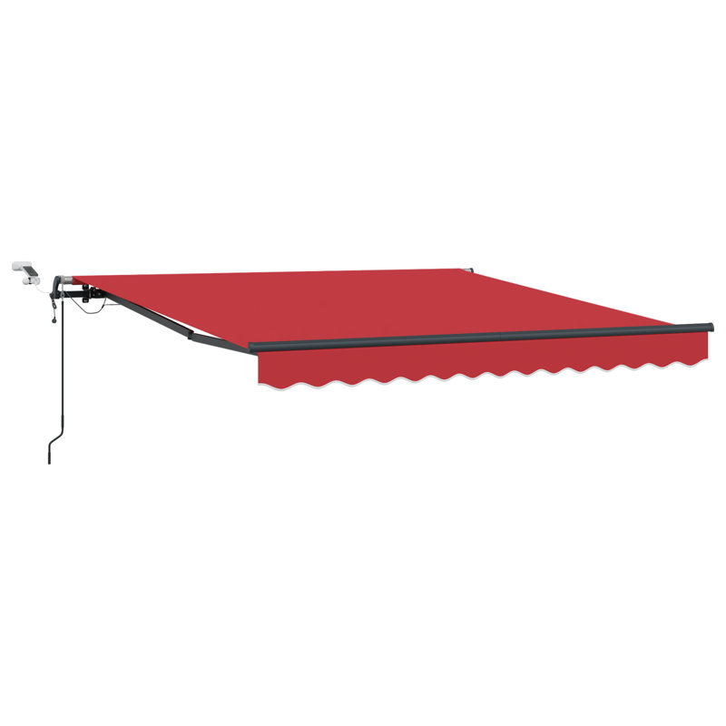 Ebern Designs Polyester Cover Retractable Patio Awning, Red, 300 cm W x 250 cm D