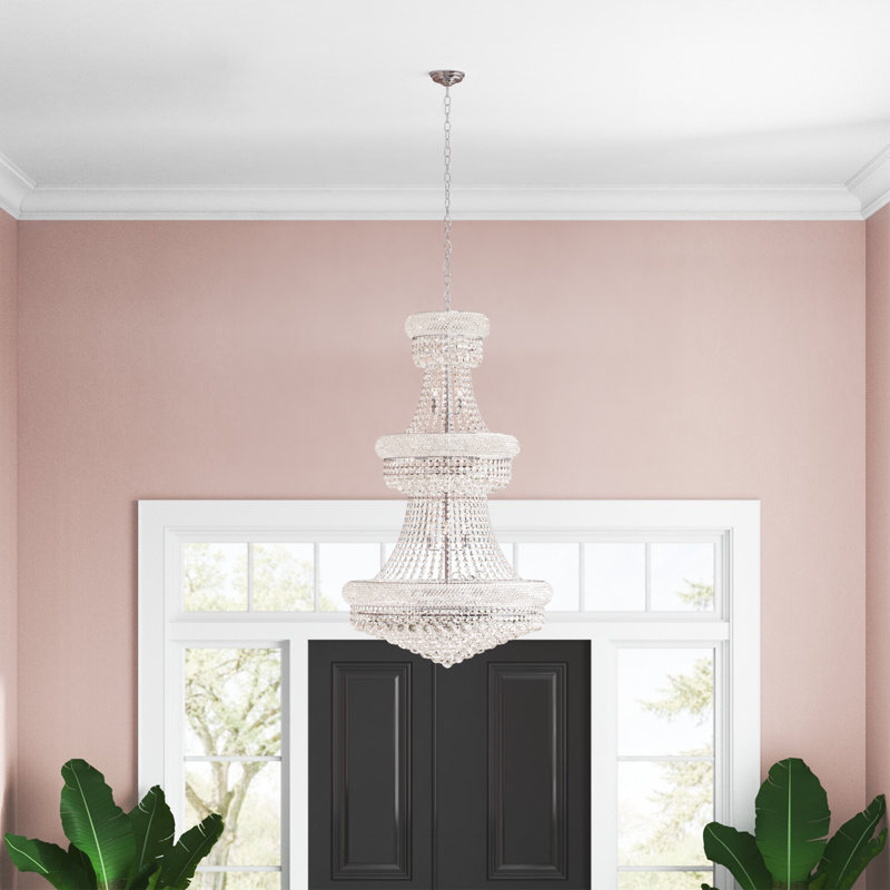 Lustre en cristal 32 lumières Traditional, 32, Chrome chrome, H 66 po x l 36 po x P 36 po