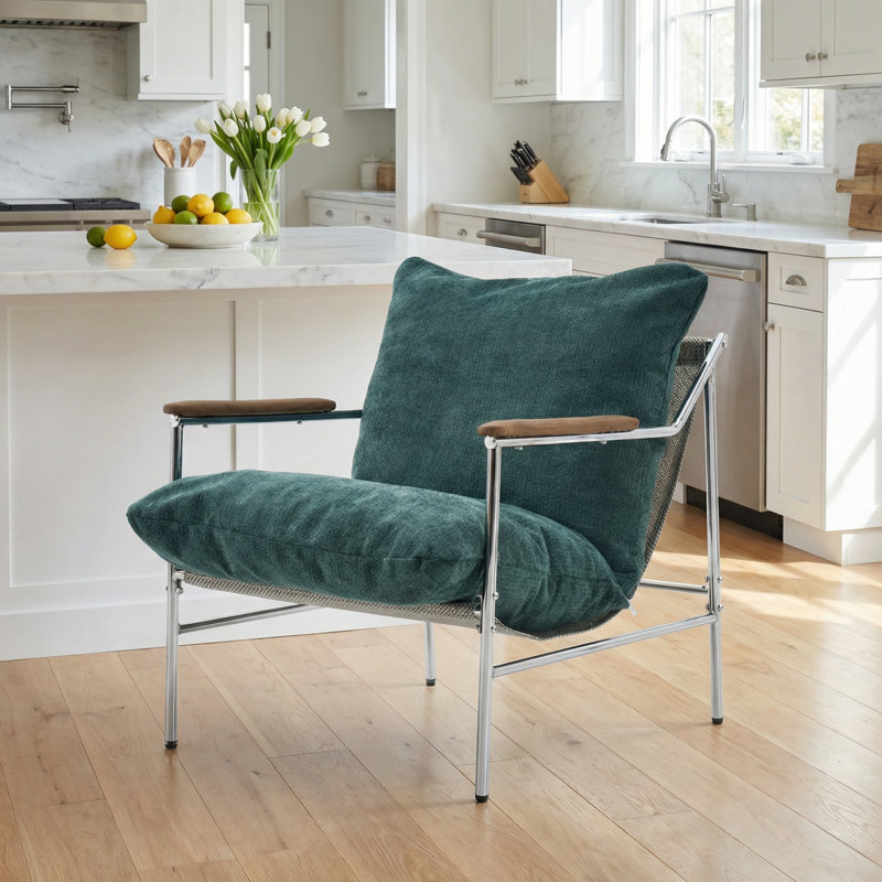 Fauteuil d'appoint rembourré moderne et ergonomique avec structure en métal durable et rembourrage moelleux pour le salon, la chambre à coucher ou les sièges de bureau