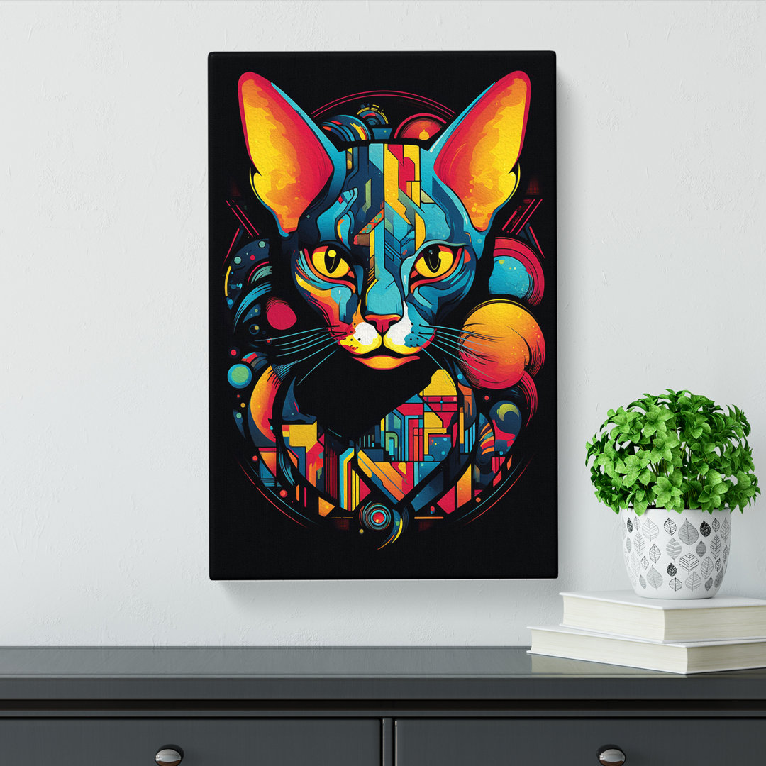 Sphynx Cat Constructivism - Wrapped Canvas
