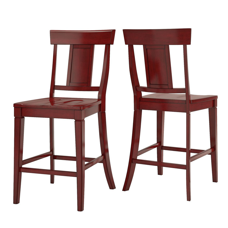 Tabouret de bar et de comptoir en bois massif Fortville, Baie antique, Tabouret de comptoir (siège d'une hauteur de 24,2